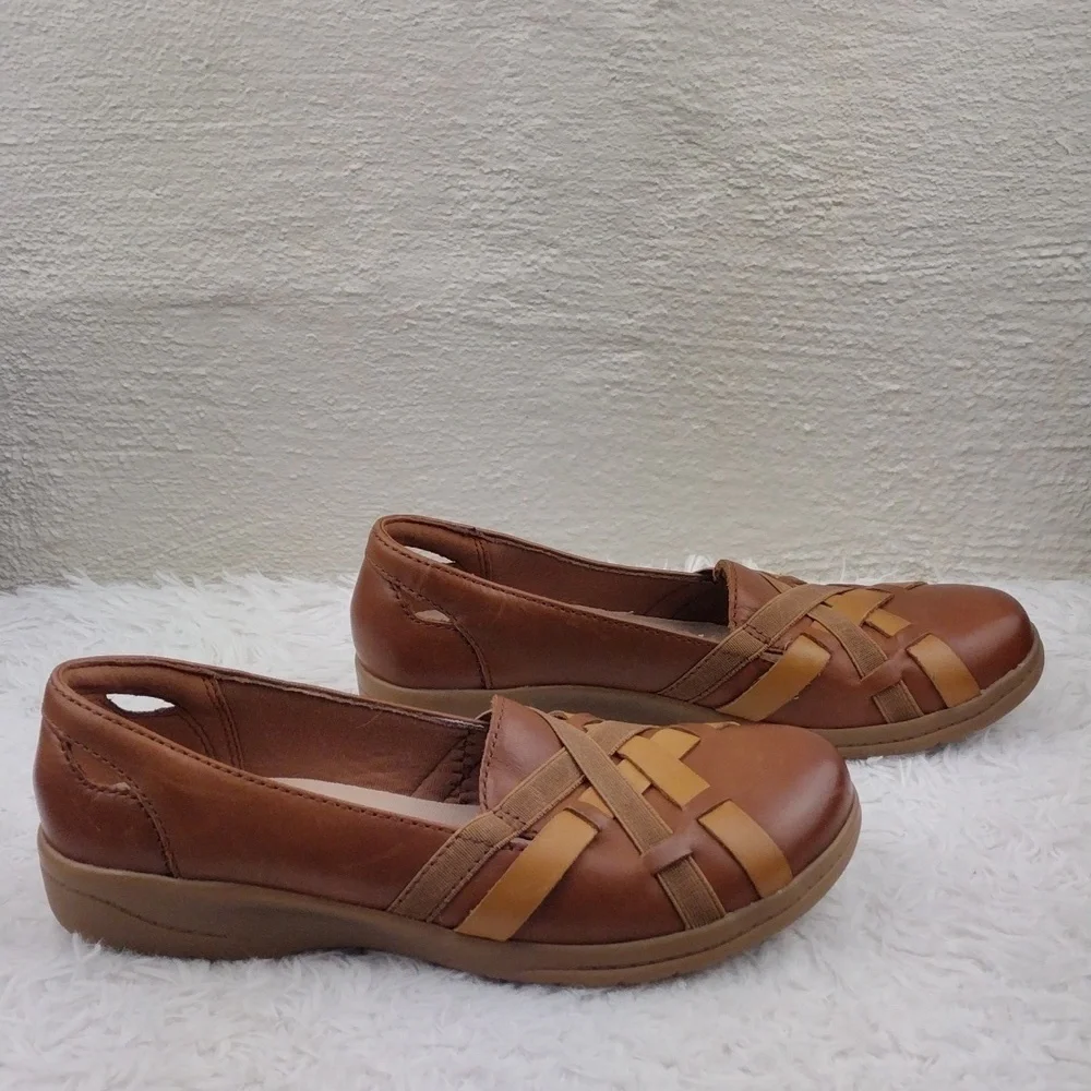 Collection by Clarks Ultimate Comfort Brown Leather Round Toe Wedge Heel Shoe